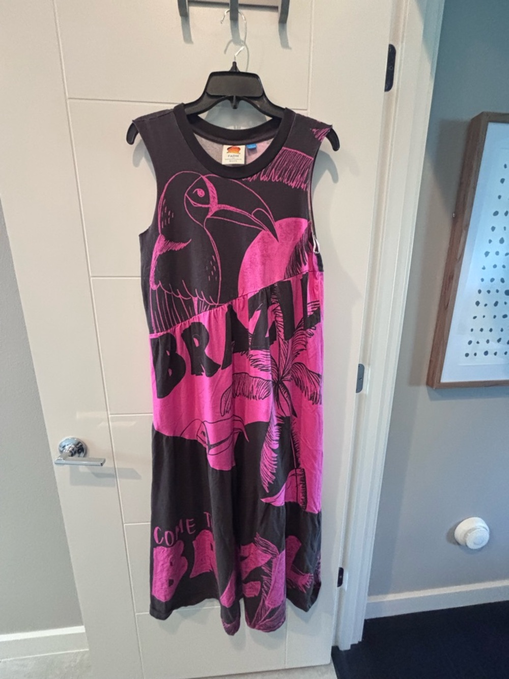 Anthropologie Farm Rio Dress with Hot Pink Graphic